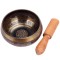 Bol Tibetan cantator, batut manual set cu ciocanel lemn si ceremonial pentru casa, metal 8 cm