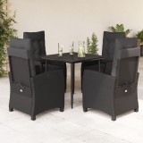 Cumpara ieftin Set mobilier de grădină cu perne, 5 piese, negru, poliratan