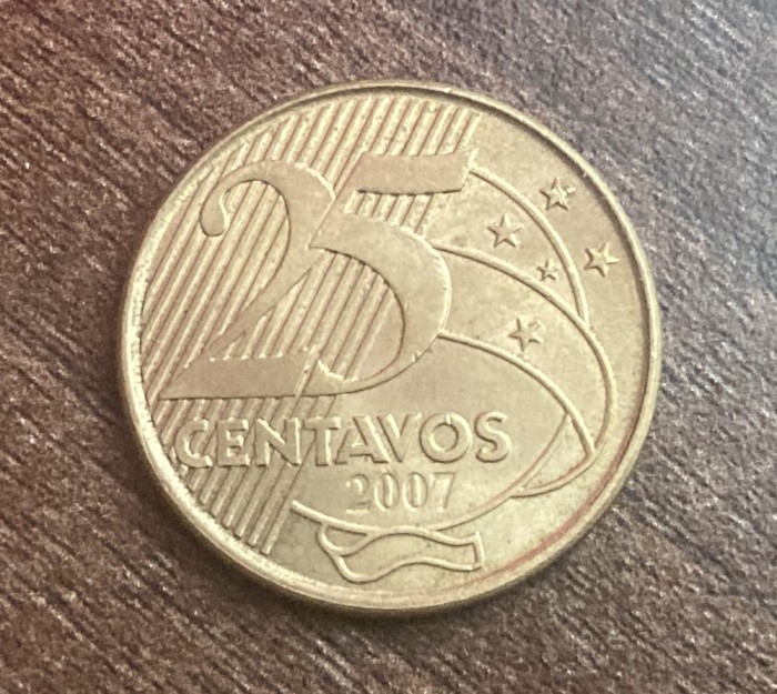 C50 - Moneda foarte veche - Brazilia - 25 centavos - 2007