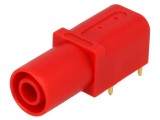 Soclu Banană 4mm 24A Roșie Aurit cu Izolație PCB 33.6mm