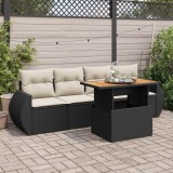 Cumpara ieftin Gossi set mobilier de gradina cu perne, 5 piese, negru, poliratan