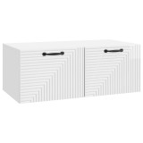 vidaXL Oglindă TV montată pe perete Alb foarte lucios Lemn prelucrat 898689