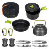 Oala, tigaie, ibric, tacamuri si cani, Isotrade, turistic, camping, set 18 piese GartenVIP DiyLine