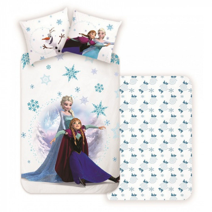 Lenjerie de pat Disney Frozen, 2 Piese, 140A 200 cm, 70x90, 100% Bumbac