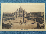 551 - Roma Vatican 1914 Piata si bazilica San Pietro / carte postala veche, Necirculata, Printata