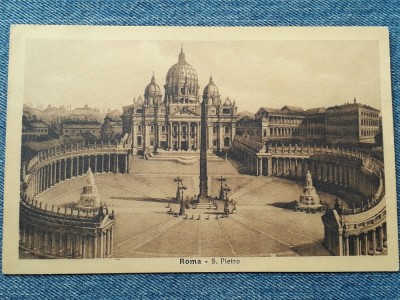 551 - Roma Vatican 1914 Piata si bazilica San Pietro / carte postala veche foto
