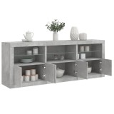 VidaXL Servantă cu lumini LED, gri beton, 181,5x37x67 cm