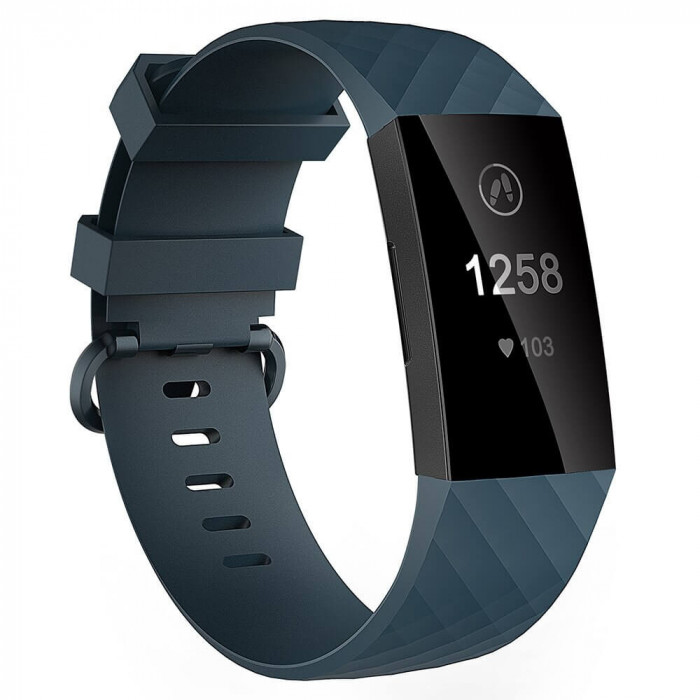 Curea Bratara Edman pentru Fitbit Charge 3 / 4, marimea L, Gri Petrol