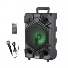 Boxa Karaoke cu microfon Lige-A82, 15 W RMS, bluetooth, acumulator, telecomanda foto