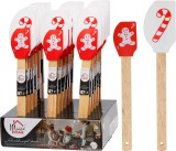 Set 2 spatule din silicon pentru copt si gatit, model Craciun, rosu/alb