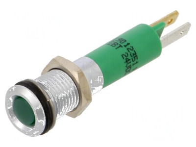 Lampă LED super plată verde 24VDC &amp;Oslash;8mm IP40 metal foto