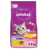 Hrana uscata pentru pisici, Whiskas Sterile, adult, carne de pui, 1.4kg