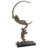 Sirena cu luna- statueta din bronz pe soclu din marmura BE-68, Nuduri