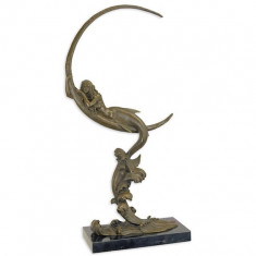 Sirena cu luna- statueta din bronz pe soclu din marmura BE-68