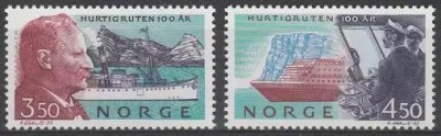 Norvegia 1993 - Vapoare, Hurtigruten Line, navigatie, serie neuz foto