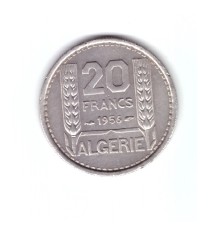Moneda Algeria 20 francs/franci 1956, stare buna, curata