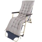 Sezlong pliabil de gradina cu perna groasa, structura metalica, 178x60x82 cm, gri