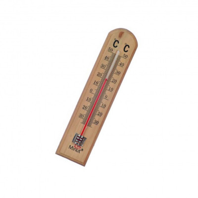 Termometru decorativ, model simplu, 50 grade C, 120 grade F, 19 x 4 cm, galben foto