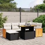 Cumpara ieftin Gossi set canapele de gradina cu perne, 7 piese, negru, poliratan