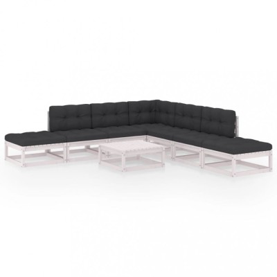 Set mobilier de gradina cu perne, 8 piese, lemn masiv pin foto