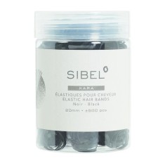 Elastice negre Kara Sibel din silicon pentru par 20 mm, 500 buc