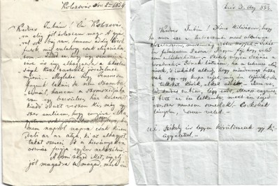 A3031N Două scrisori olografe ale ziaristului, redactorului și juristului maghiar Gy&amp;aacute;rf&amp;aacute;s Ferencz, 1833 și 1854, Dej și Cluj foto