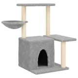 Cumpara ieftin Ansamblu de pisici, stalpi din funie sisal, gri deschis, 83 cm