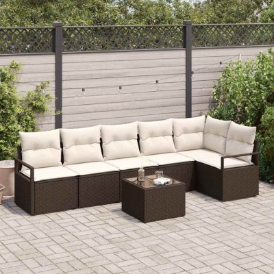 vidaXL Set de canapele pentru grădină 7 pcs Maro Rattan poli 3346408 foto