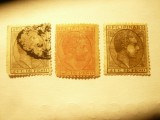 3Timbre Filipine 1880 Rege Alfons XII val.: 2C si 2 1/2C stampilate