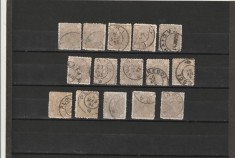 RO - 1890/91 LP 47 h - CIFRA IN PATRU COLTURI LOT 15 TIMBRE STAMPILATE 15 BANI