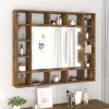 VidaXL Dulap cu oglindă și LED, stejar fumuriu, 91x15x76,5 cm 820448