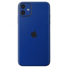 Set Folii Skin Acoperire 360 Compatibile cu Apple iPhone 11 (Set 2) - ApcGsm Wraps Carbon Blue