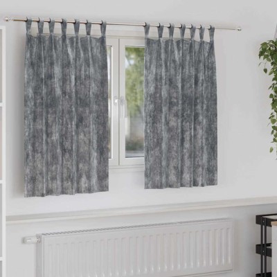 Set draperii catifea 2 buc, ochiuri gri, 140x140 cm foto