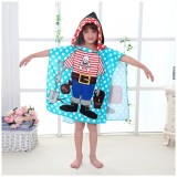 Prosop de baie si plaja, tip pelerina halat cu gluga, model pirat pentru copii, PEL01WZ1