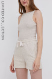 Cumpara ieftin Answear Lab Pantaloni scurți ECO femei, culoarea bej, material neted, high waist