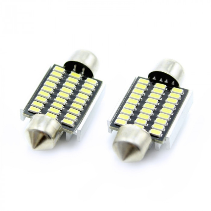 Set 2 becuri LED pentru plafoniera/numar inmatriculare Carguard, 2.5 W, 12 V, 189 lm, 6000 K, tip SMD, 36 mm, Alb