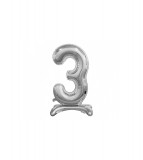 Balon folie stativ sub forma de cifra, argintiu 74 cm-Tip Cifra 3, Godan