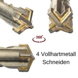 Burghiu pentru ciocan SDS-PLUS 4 tăișuri &Oslash; 6,5mm x 110mm lungime