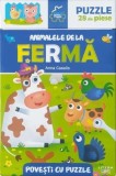 Povești cu puzzle. Animalele de la fermă - Hardcover - Anna Casalis - Litera mică
