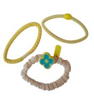 Cumpara ieftin Set 3 Elastice Păr Galbene 8cm Textil Floral cu Perle