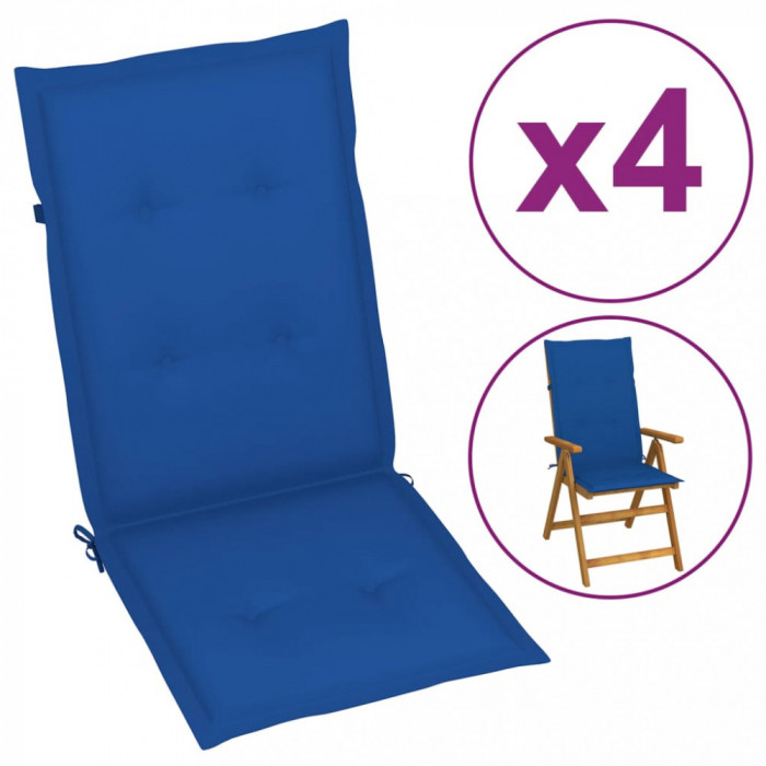 Perne pentru scaun grădină, 4 buc., albastru regal, 120x50x3 cm