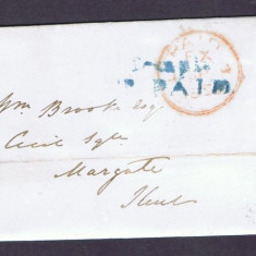 Great Britain 1850 Prestamp Stampless entire from/to Margate D.020