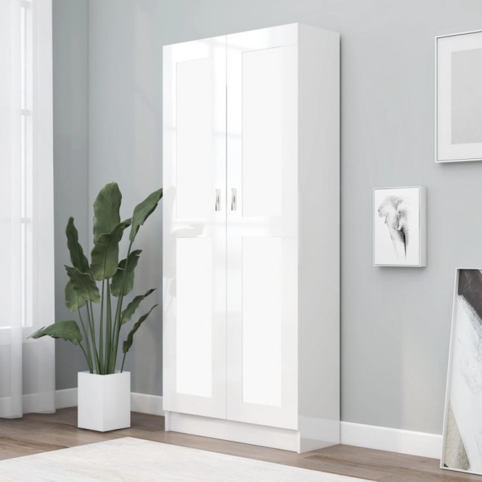 Gossi biblioteca, alb extralucios, 82,5x30,5x185,5 cm, lemn prelucrat