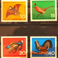 GERMANIA BERLIN 1965 VANATOARE , FAUNA , PASARI , SERIE COMPLETA NESTAMPILATA