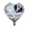 Balon din folie metalizata, flippy, figurina inima, model mr&amp;mrs, tema nunta, 45 cm, ambalaj individual, pai inclus, umflare cu aer sau heliu, gri