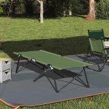 vidaXL Pat pliabil pentru soare , &icirc;n verde armată, cu geantă de transport, din material Oxford 600D