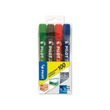 Set 4 markere permanente Pilot P100 diverse culori 1.00mm Marker permanent Pilot P100 varf rotund 4.5 mm 4 bucati set