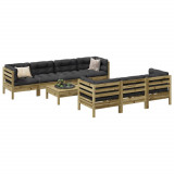 Set canapea de gradina cu perne, 8 locuri, lemn de pin tratat GartenMobel Dekor, vidaXL