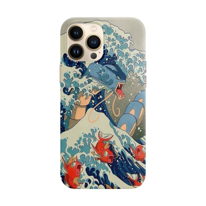Husa compatibila cu Apple iPhone 13 Mini model Gyarados and Magickarp Wave Pokemon,Silicon, Tpu, Viceversa