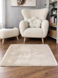 Cumpara ieftin Covoras Antiderapant Comfort Bej Deschis 60x100 cm Poliester Moale 18mm Fir, Grosime 20mm, OEKO-TEX